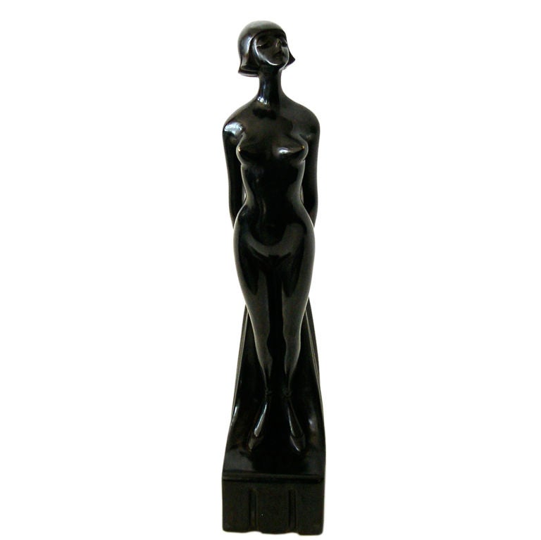 Rare & Important Original Art Deco Bronze Nude by Roland Paris For Sale