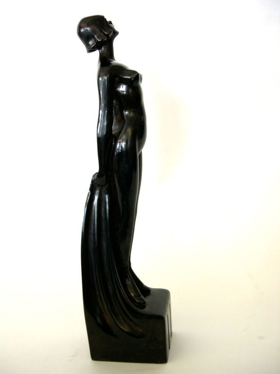 Patinated Rare & Important Original Art Deco Bronze Nude by Roland Paris For Sale