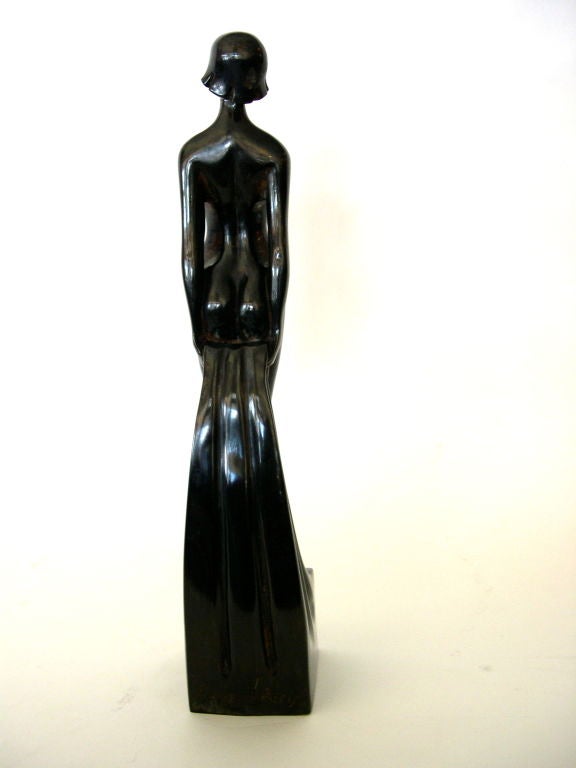 Rare & Important Original Art Deco Bronze Nude by Roland Paris For Sale 1
