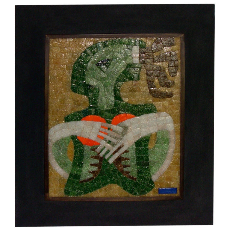 Exotic Framed Glass Tile Mosaic by Salvador Teran For Sale