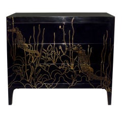 Tambaque Brass Inlay Seahorse Commode