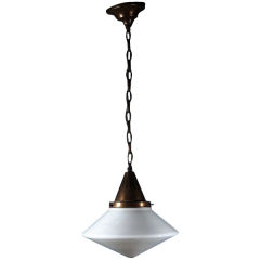 An Italian Metal and Milk Glass Chandelier