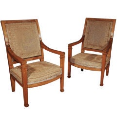 A Pair of Large  Beechwood Fauteuils