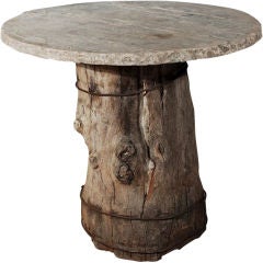 Antique Rustic "Bee Hive"  & Stone Gueridon