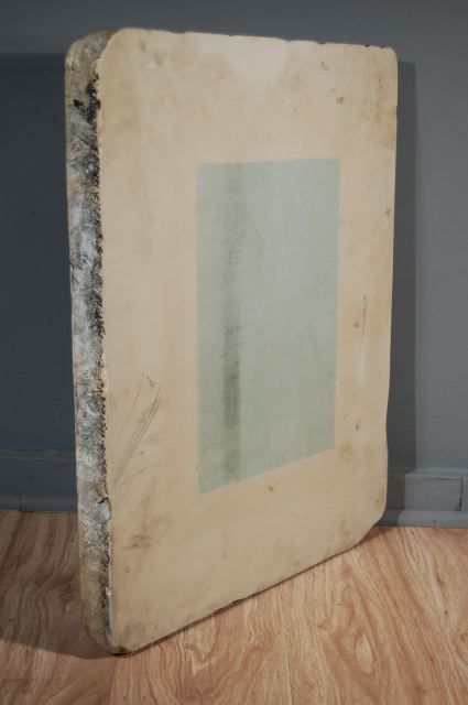 A Large Lithography Stone With a  Mysterious Pale Green Floating Rectangle,  French, Jura Region, Circa 1970's