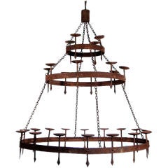 A Northern Spanish Rusted Iron Twenty-Light Chandelier