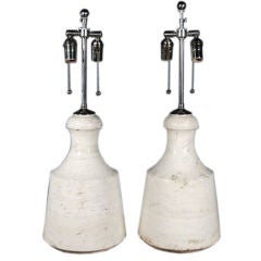 Pair of Large, Modern Style, Travertine Lamps