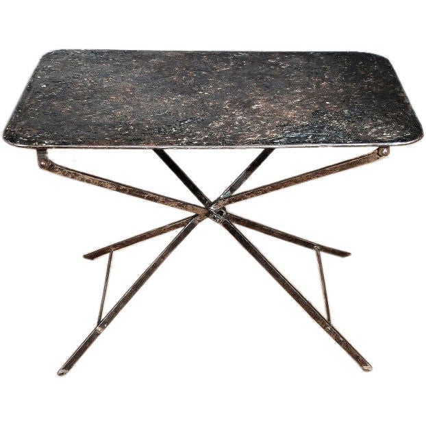 A Period Folding Steel Campaign Table For Sale