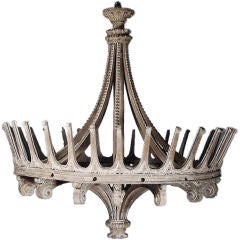 Antique Large Scale Painted Wooden Chandelier