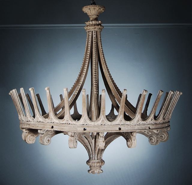Large Scale Painted Wooden Chandelier
