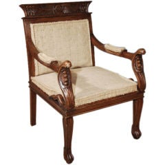 Neo Egyptian Carved Wooden Fauteuil