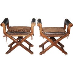 Pair of French 40's Walnut Tabouret