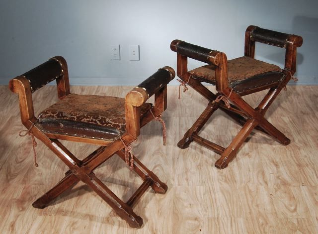 Pair of French 40's Walnut Tabouret