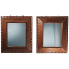 Pair of Walnut Frames with Nailhead Decoration