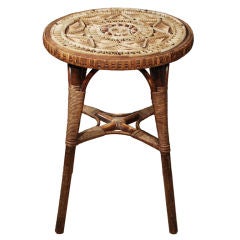 Antique An English Wicker Work Occasional Table
