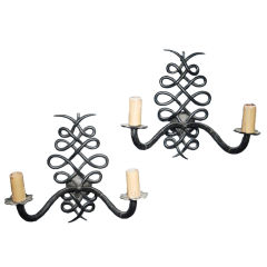 A Pair of French Iron Sconces, 40's