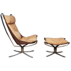 Sigurd Resell Chrome Falcon Chair and Stool