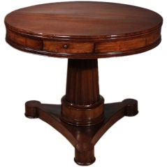 Antique An Unusual Italian Neoclassical Walnut Drum Table, Lombardy