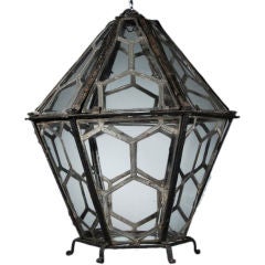 A Rare French Lead and Glass Lantern