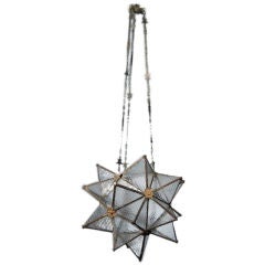 Antique Italian Metal & Glass Multi-Sided Star-Formed Chandelier