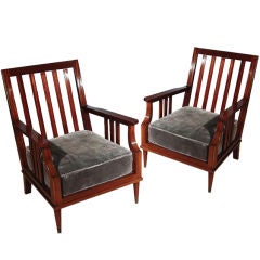 Pair of French Mahogany Armchairs Pair of French Mahogany Armchairs