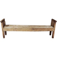 Spanish Rustic Chestnut and Pine Hall Bench