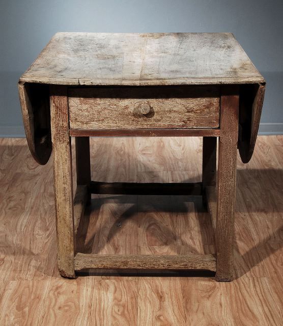 French Sunbleached Walnut Drop Leaf Table