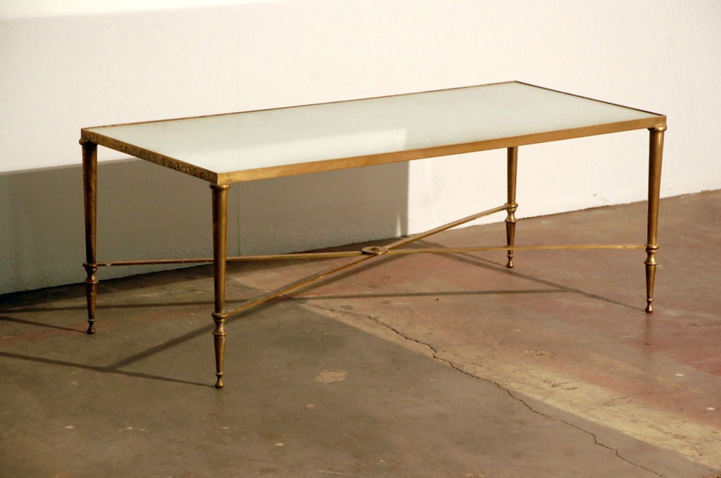 Classic French 40's gilt bronze coffee table by Maison Jansen
