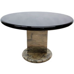 Unusual 70's black resin and marble center / breakfast table