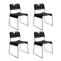 Set of Four Cool 'Omstak' Perforated Metal Chairs by Rodney Kinsman