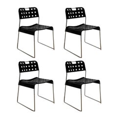 Vintage Set of Four Cool 'Omstak' Perforated Metal Chairs by Rodney Kinsman