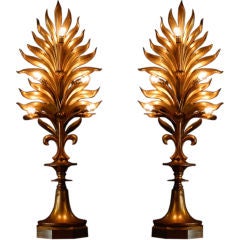 Antique Impressive pair of gilt bronze French Art Nouveau girandoles