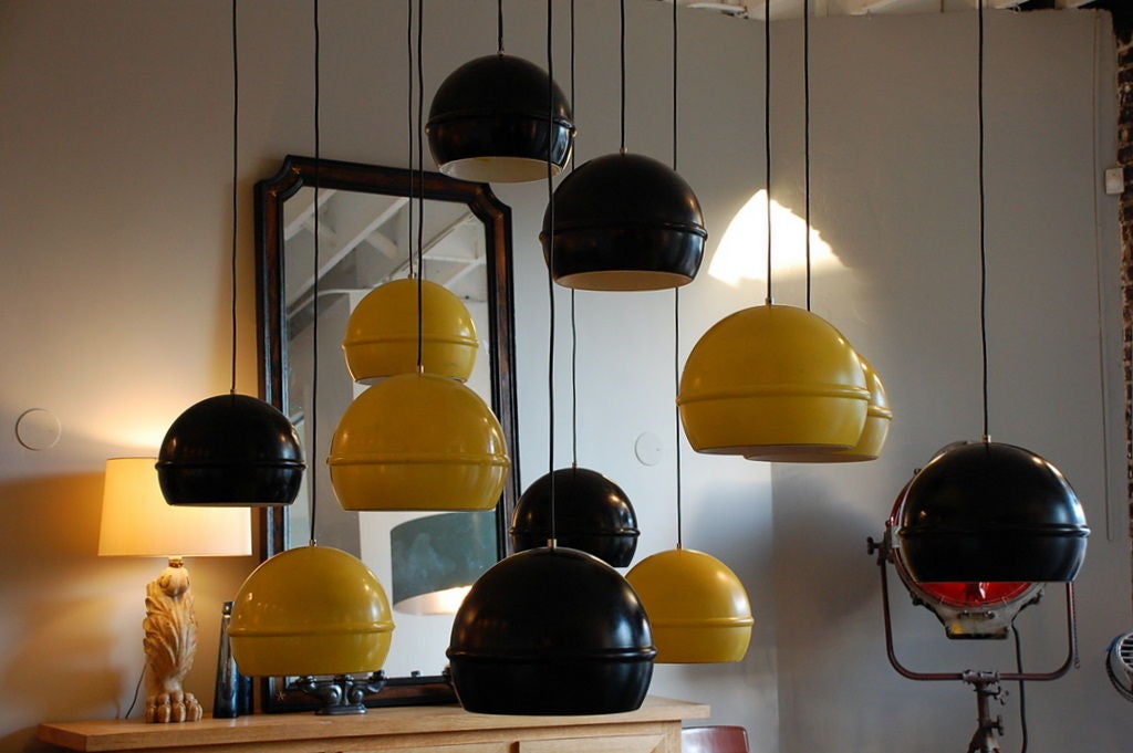 Set of 10 French 60's globe lights