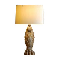 Stunning carved marble neoclassical lamp with custom shade