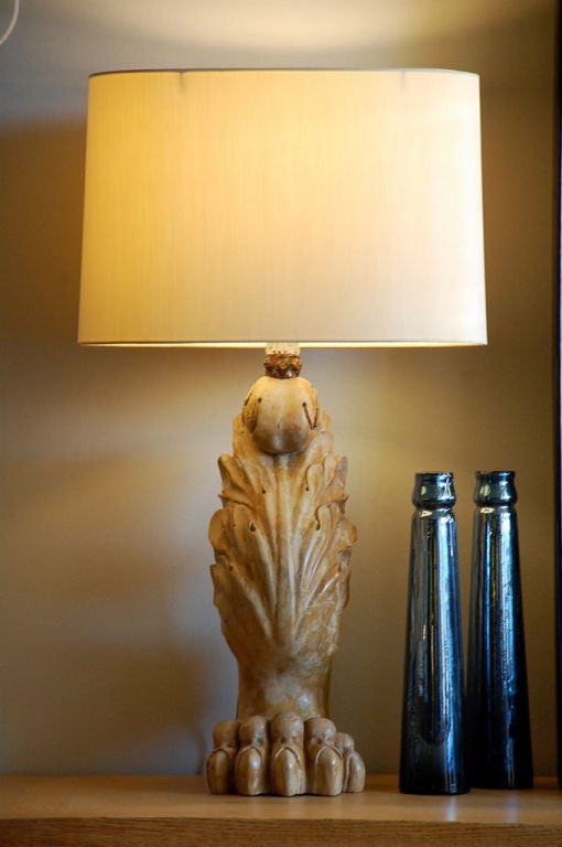 Stunning carved marble neoclassical lamp with custom shade