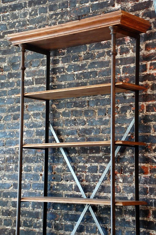 20th Century Tall French industrial bookcase / shelves