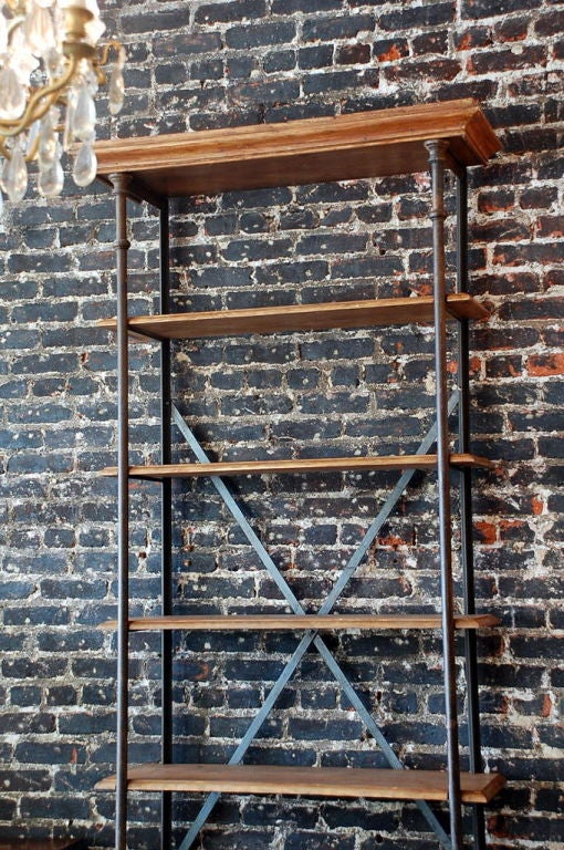 Tall French industrial bookcase / shelves 1