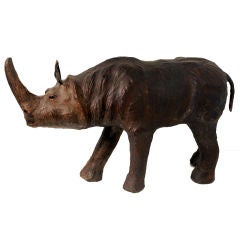 Vintage Hand crafted leather rhino footstool