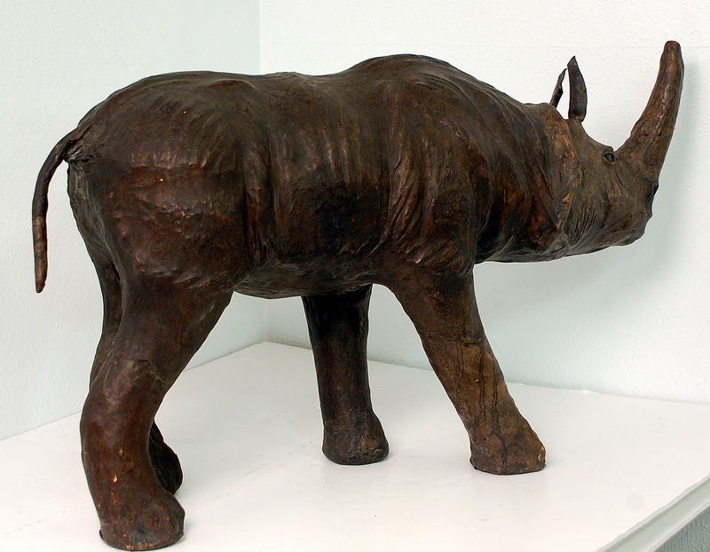English Hand crafted leather rhino footstool