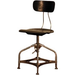 Polished steel and ebonized wood Toledo drafting stool