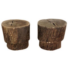 Pair of massive petrified wood side tables