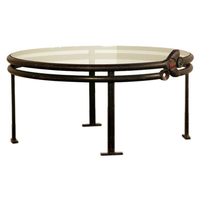 One-of-a-kind wrought iron round coffee table at 1stdibs