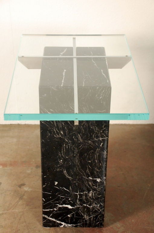 Pair of marble and glass end tables by Ello at 1stdibs
