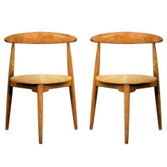 Pair of tripod Danish chairs by Hans Wegner