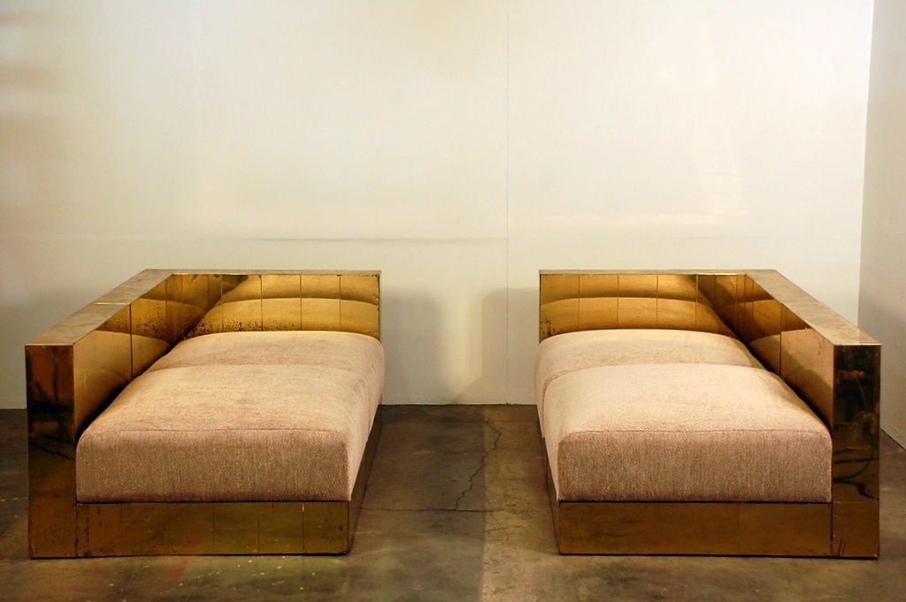 Rare vertical Cityscape sofa(s) by Paul Evans. Multiple possibilities, including linear 4 element arrangement (not pictured). 17 in. seat height. Very comfortable.