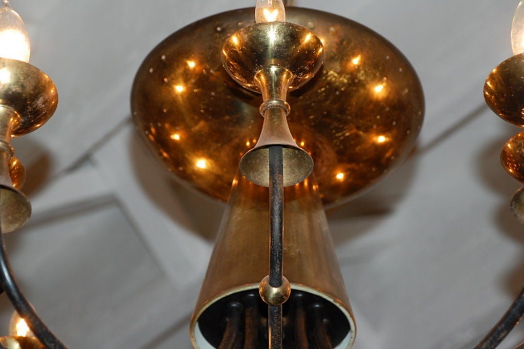 Large Brass Chandelier in the Style of Paavo Tynell 4
