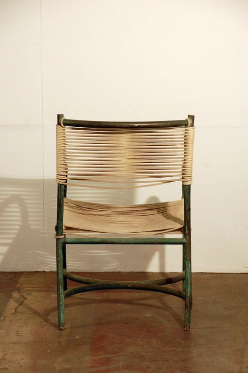 Rare Single Bronze and Cord Chair by Walter Lamb In Excellent Condition In Los Angeles, CA