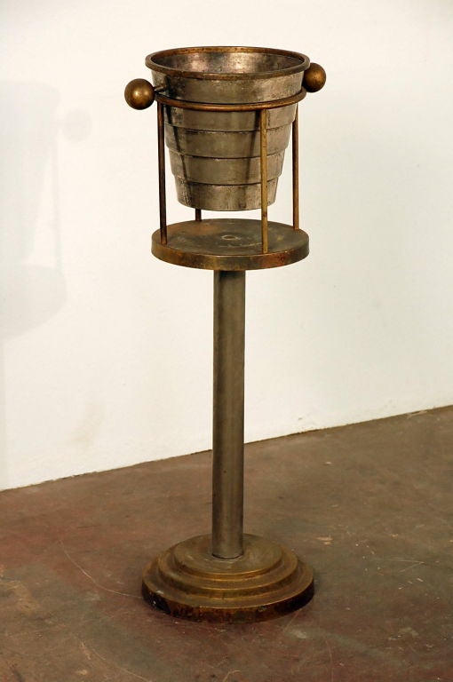 Italian Silvered Champagne bucket on stand by Larry Laslo for Towle