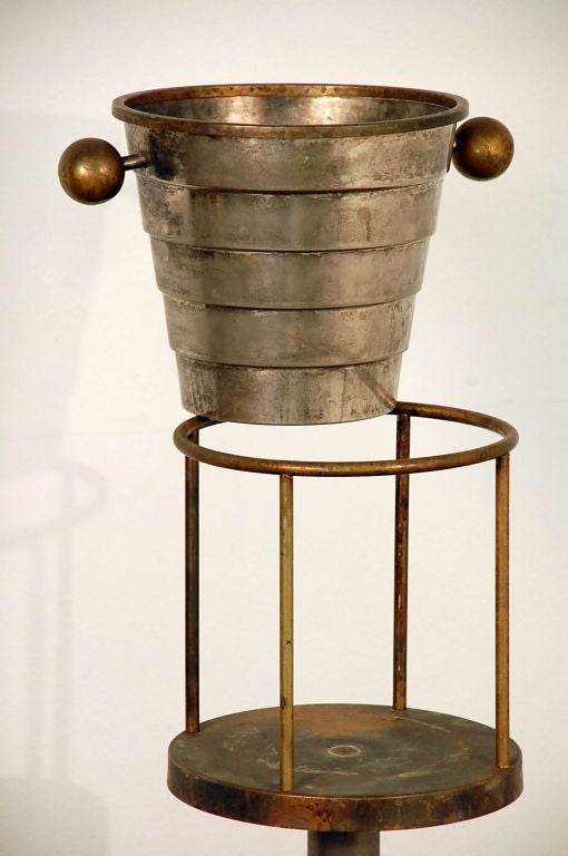 Silvered Champagne bucket on stand by Larry Laslo for Towle 1