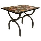 Iron Side Table w/Pietra Dura Marble Top (GMD#1716)